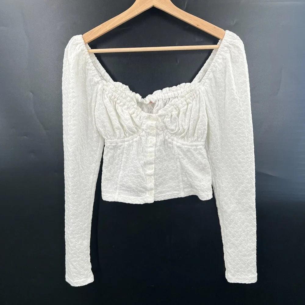 Free People romantic whimsy coquette feminine cottagecore milkmade boho top S